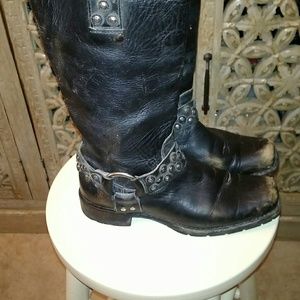 Frye black worn look boots